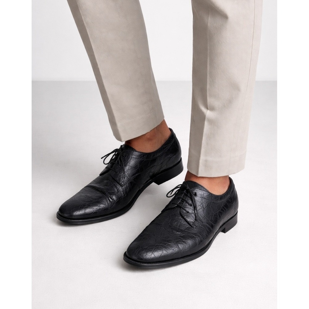 Moreschi Mens Black‎ Crocodile Leather Derby Classic Shoes Made in Italy 12